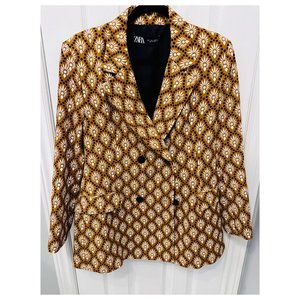 Zara Geometric Aztec Printed Double Breast Blazer